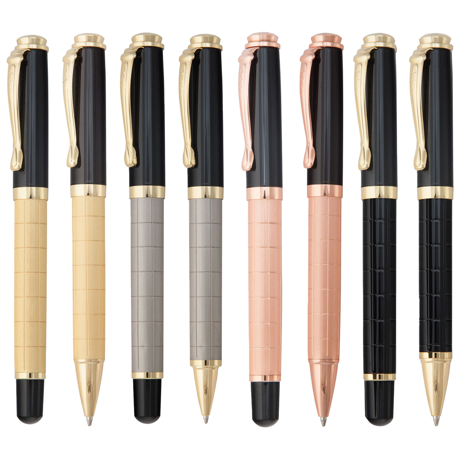 طقم أقلام مزدوجة بلون نحاسي