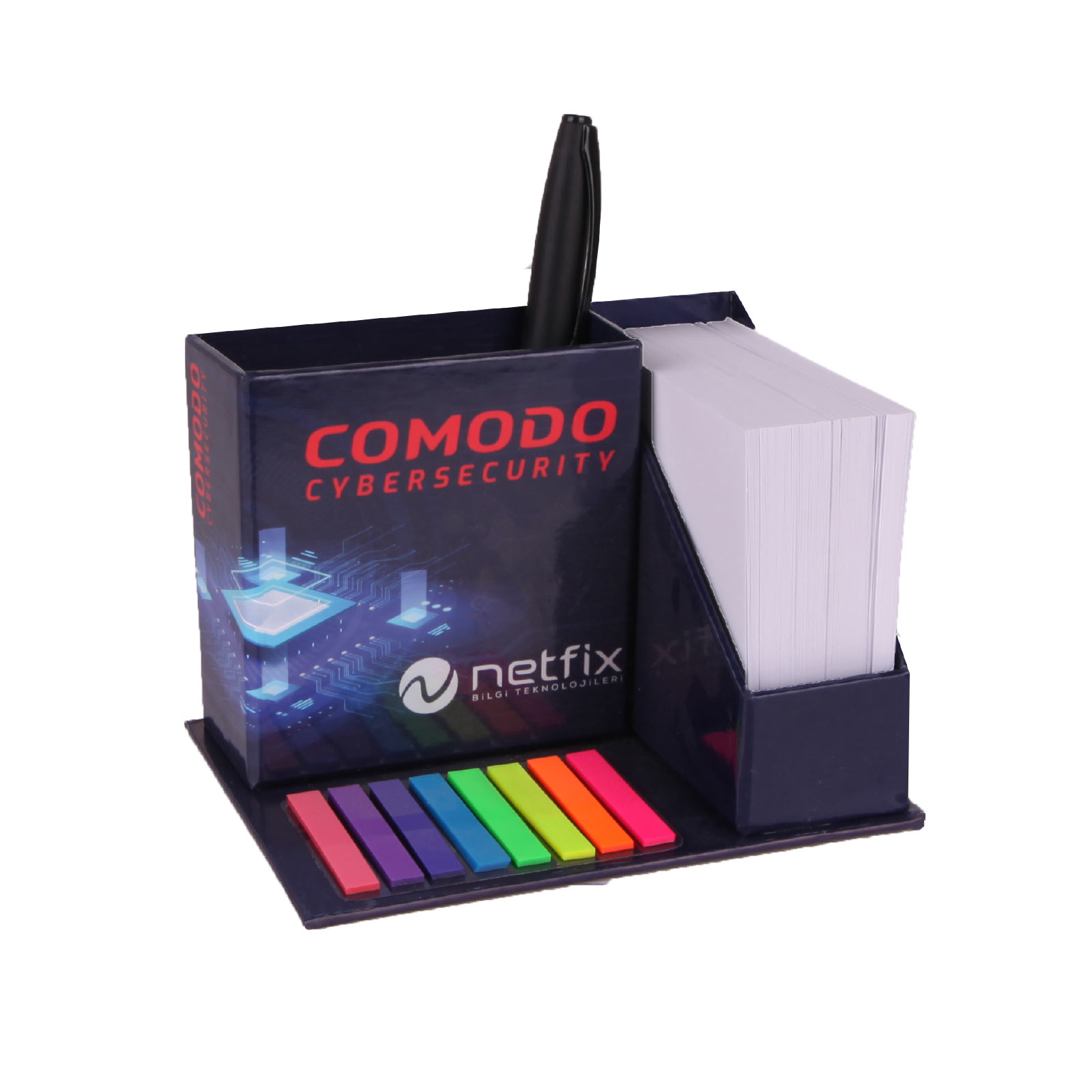 دفتر ملاحظات مكعب مع علبة أقلام